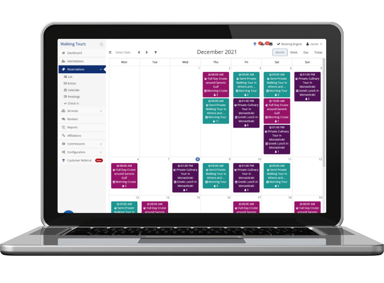Travelotopos reservations calendar dashboard