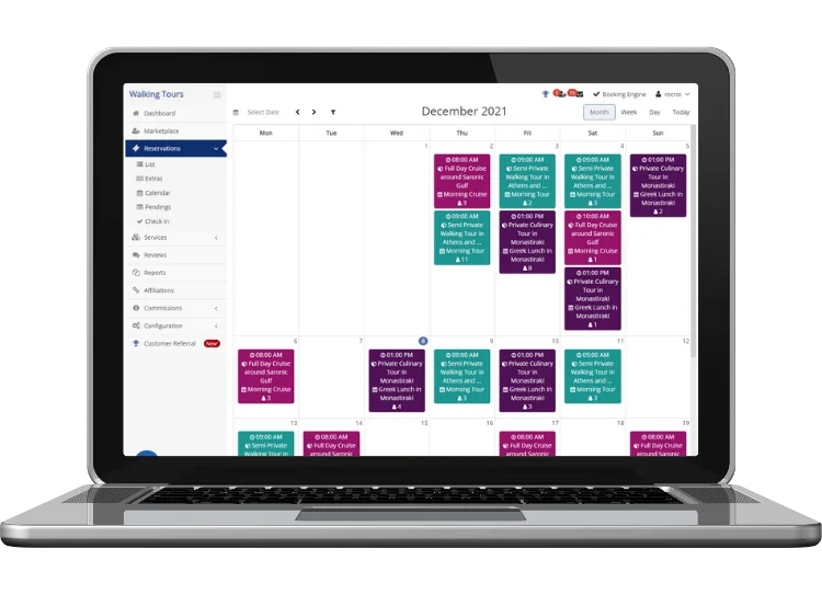 Travelotopos reservations calendar dashboard