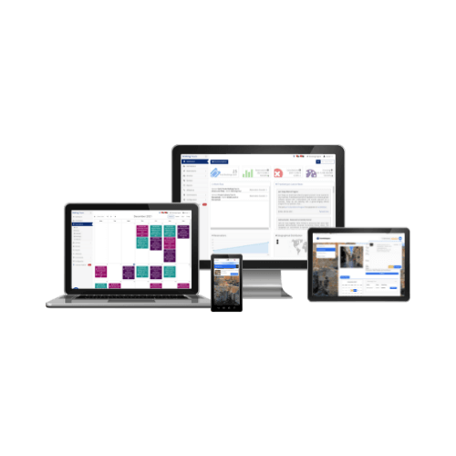 Travelotopos booking system on desktop and mobile